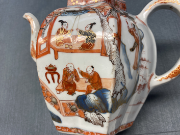 A pair of very large Chinese Imari-style teapots and covers, Kangxi