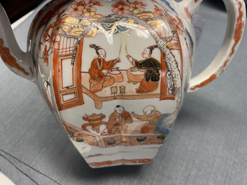A pair of very large Chinese Imari-style teapots and covers, Kangxi