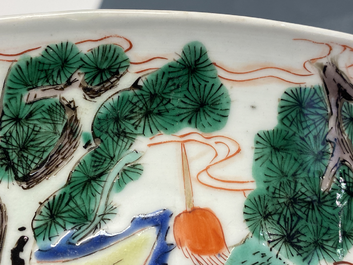A large Chinese famille verte bowl with figurative design, Kangxi
