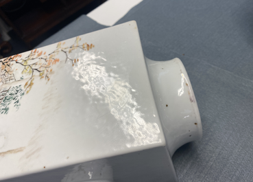 A square Chinese qianjiang cai 'cong' vase, 19/20th C.