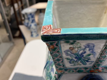 A Chinese doucai vase with elephant handles, Qianlong/Jiaqing