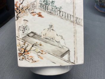 A square Chinese qianjiang cai 'cong' vase, 19/20th C.