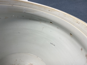 A Chinese blue, white and copper red 'prunus flowers' bowl, Kangxi