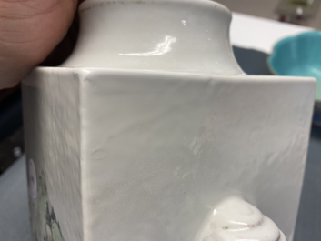 A square Chinese qianjiang cai 'cong' vase, 19/20th C.