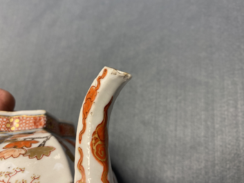 A pair of very large Chinese Imari-style teapots and covers, Kangxi