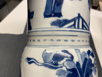 A Chinese blue and white 'gu' vase with figurative design, Kangxi