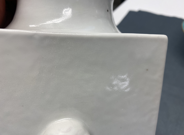 A square Chinese qianjiang cai 'cong' vase, 19/20th C.