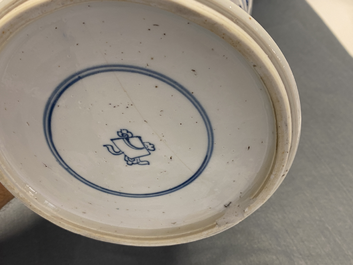 A Chinese blue and white 'gu' vase with figurative design, Kangxi