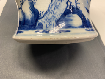A pair of Chinese blue and white 'deer and crane' vases, Kangxi