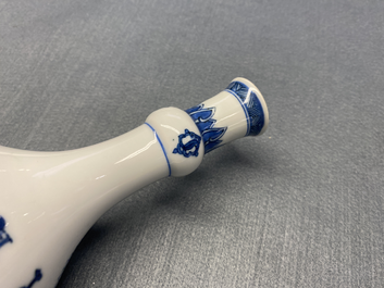 A Chinese blue and white 'antiquities' bottle vase, Kangxi