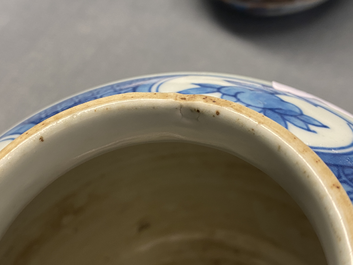 A Chinese blue and white jar with figures in a landscape, Wanli