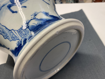 A pair of Chinese blue and white 'deer and crane' vases, Kangxi