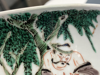 A large Chinese famille verte bowl with figurative design, Kangxi