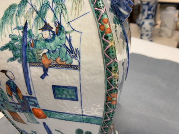 A Chinese doucai vase with elephant handles, Qianlong/Jiaqing