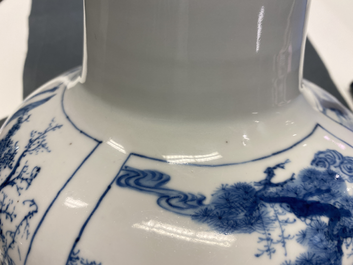 A Chinese blue and white bottle vase, Chenghua mark, Kangxi