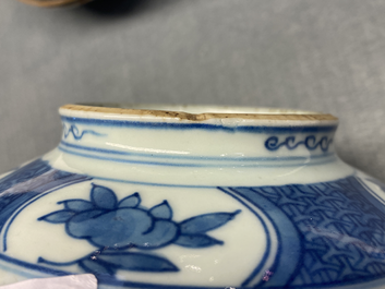 A Chinese blue and white jar with figures in a landscape, Wanli