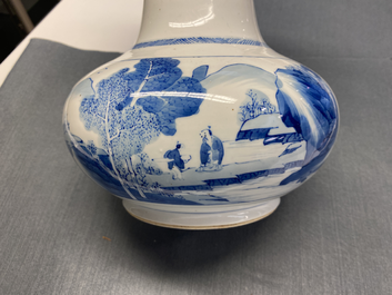 A Chinese blue and white bottle vase, Kangxi