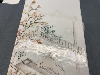 A square Chinese qianjiang cai 'cong' vase, 19/20th C.