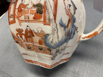 A pair of very large Chinese Imari-style teapots and covers, Kangxi