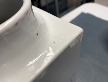 A square Chinese qianjiang cai 'cong' vase, 19/20th C.