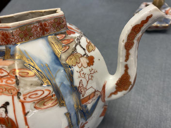 A pair of very large Chinese Imari-style teapots and covers, Kangxi