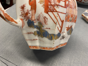 A pair of very large Chinese Imari-style teapots and covers, Kangxi