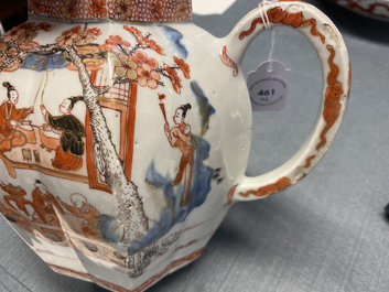 A pair of very large Chinese Imari-style teapots and covers, Kangxi
