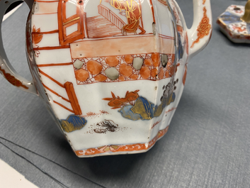 A pair of very large Chinese Imari-style teapots and covers, Kangxi