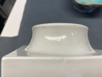 A square Chinese qianjiang cai 'cong' vase, 19/20th C.