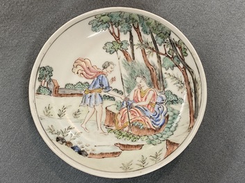 Two Chinese famille rose cups and saucers, Yongzheng/Qianlong