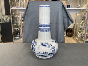 A Chinese blue and white bottle vase, Chenghua mark, Kangxi
