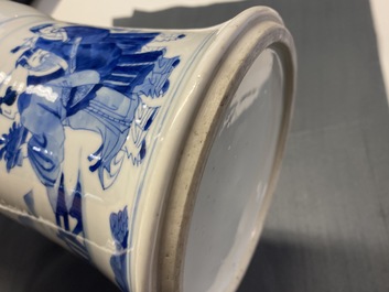 A Chinese blue and white 'gu' vase with immortals, Kangxi