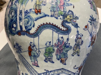 A Chinese doucai '100 boys' vase, Yongzheng/Qianlong