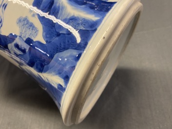A Chinese blue and white 'gu' vase with immortals, Kangxi