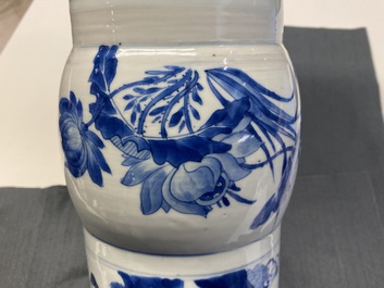 A Chinese blue and white 'gu' vase with immortals, Kangxi