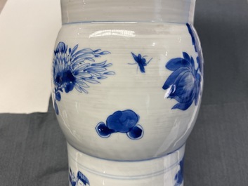 A Chinese blue and white 'gu' vase with immortals, Kangxi