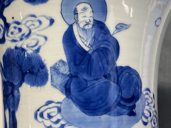 A Chinese blue and white 'gu' vase with immortals, Kangxi