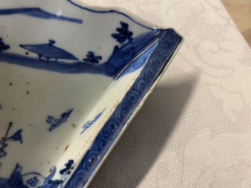A Chinese blue and white ko-sometsuke 'fan' dish for the Japanese market, Tianqi/Chongzhen