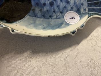 A Chinese blue and white ko-sometsuke 'carp' dish for the Japanese market, Tianqi