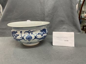 A Chinese blue and white 'dragon' censer, Kangxi