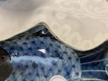 A Chinese blue and white ko-sometsuke 'carp' dish for the Japanese market, Tianqi