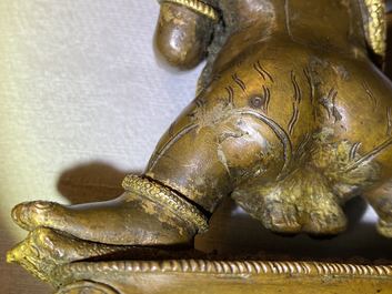 Une figure de Vajrapani en bronze dor&eacute;, Sino-Tibet, 17/18&egrave;me