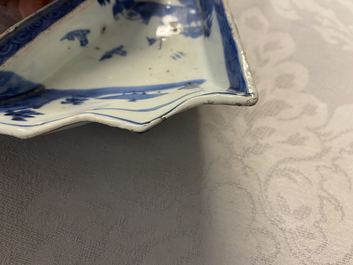 A Chinese blue and white ko-sometsuke 'fan' dish for the Japanese market, Tianqi/Chongzhen