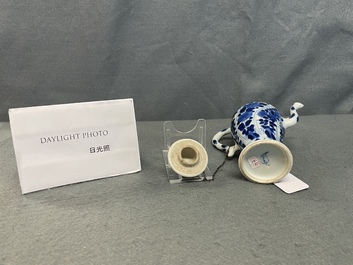 A rare Chinese blue and white miniature teapot, Kangxi