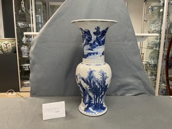 A Chinese blue and white 'river landscape' yenyen vase, Kangxi