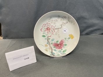A Chinese famille rose plate with floral design, Yongzheng