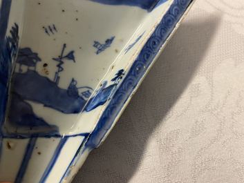 A Chinese blue and white ko-sometsuke 'fan' dish for the Japanese market, Tianqi/Chongzhen