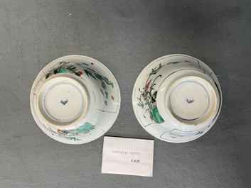 A pair of Chinese famille verte bowls, Kangxi