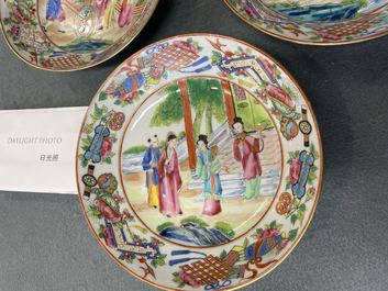 A Chinese Canton famille rose tea service, 19th C.