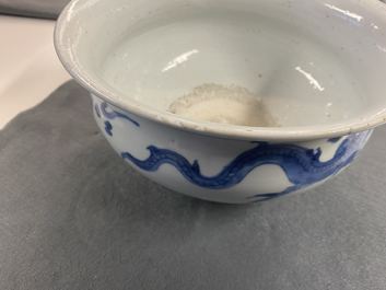 A Chinese blue and white 'dragon' censer, Kangxi